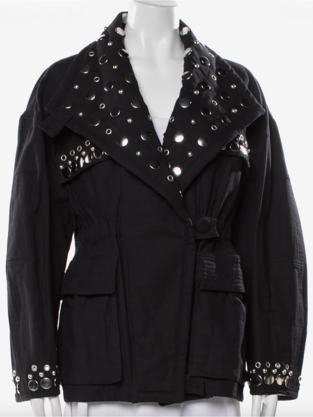 Isabel Marant Runway Studded Oversized Utility Jacket – Black